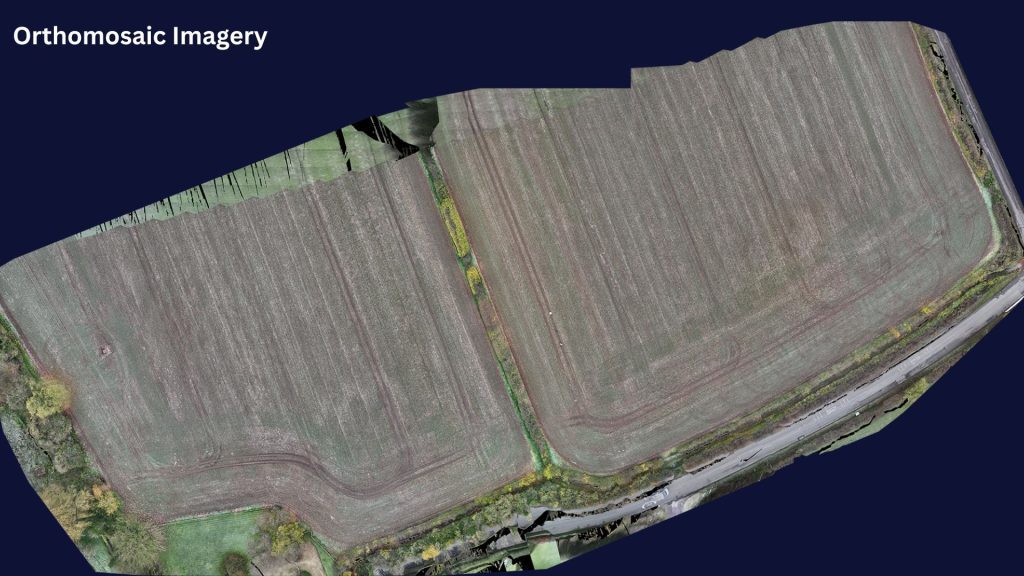 High-resolution orthomosaic imagery created from a drone survey, providing an accurate aerial map of the site.