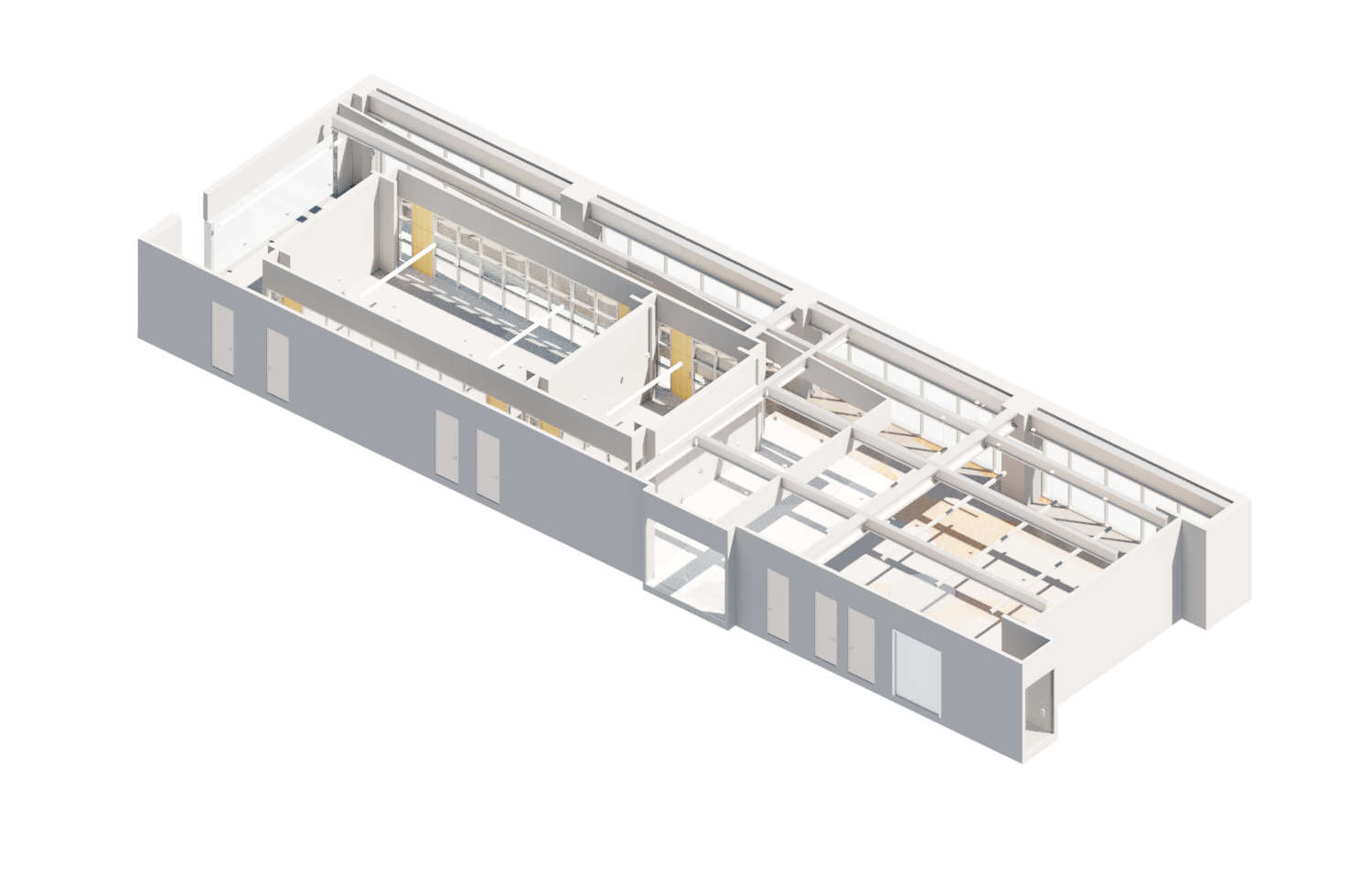 3D BIM model generated from Matterport survey showing detailed 3D floor layouts with point cloud data for Revit