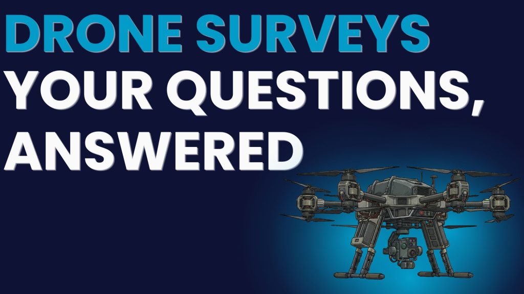 Drone survey FAQs blog image featuring Illustration of a drone representing drone survey