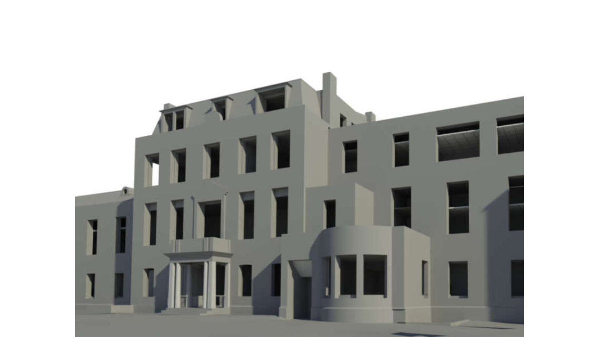 LOD2 3D BIM model showing detailed building shapes and roof structures for architectural planning