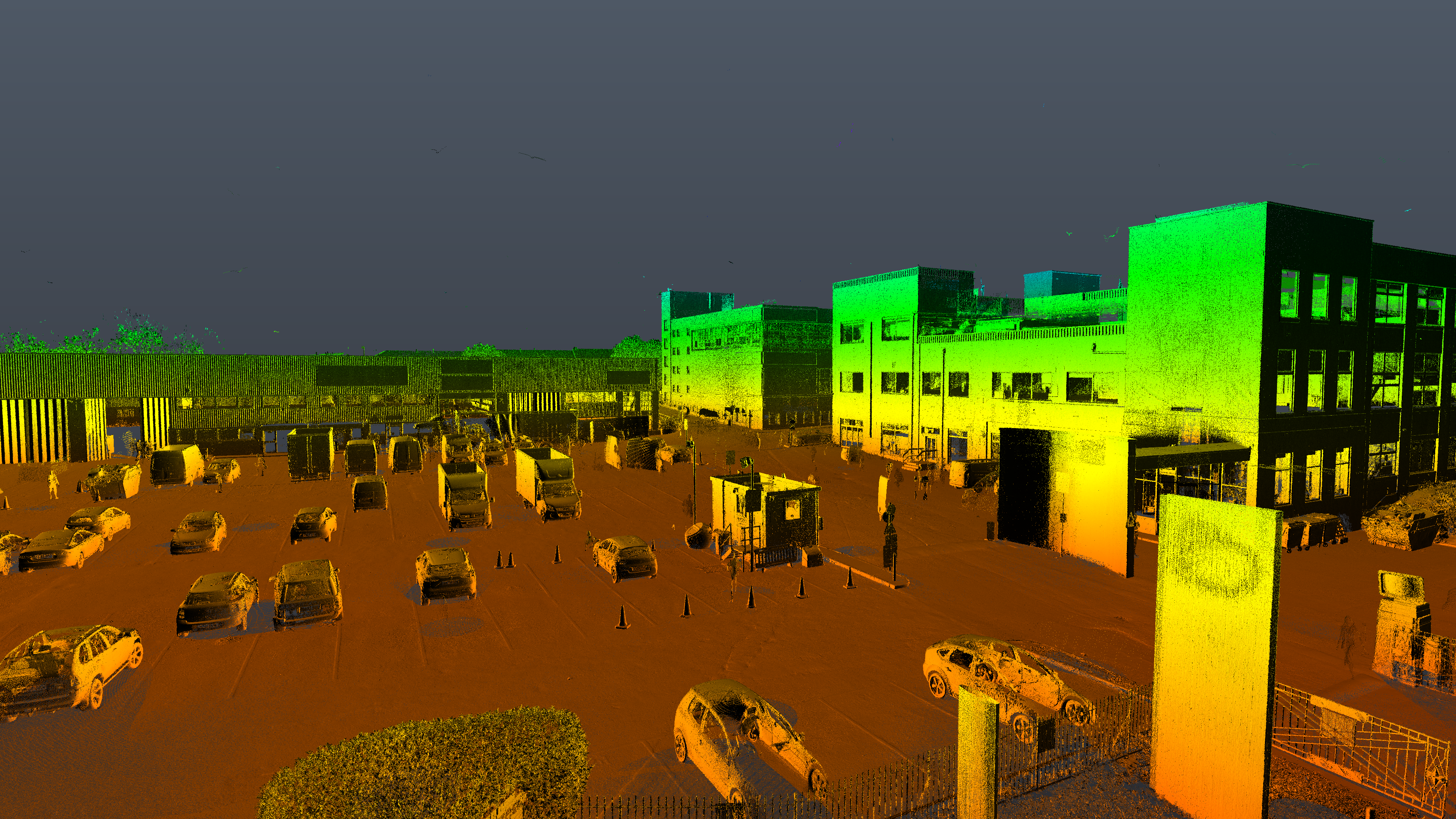 Level one monochrome point cloud showing site or building geometry