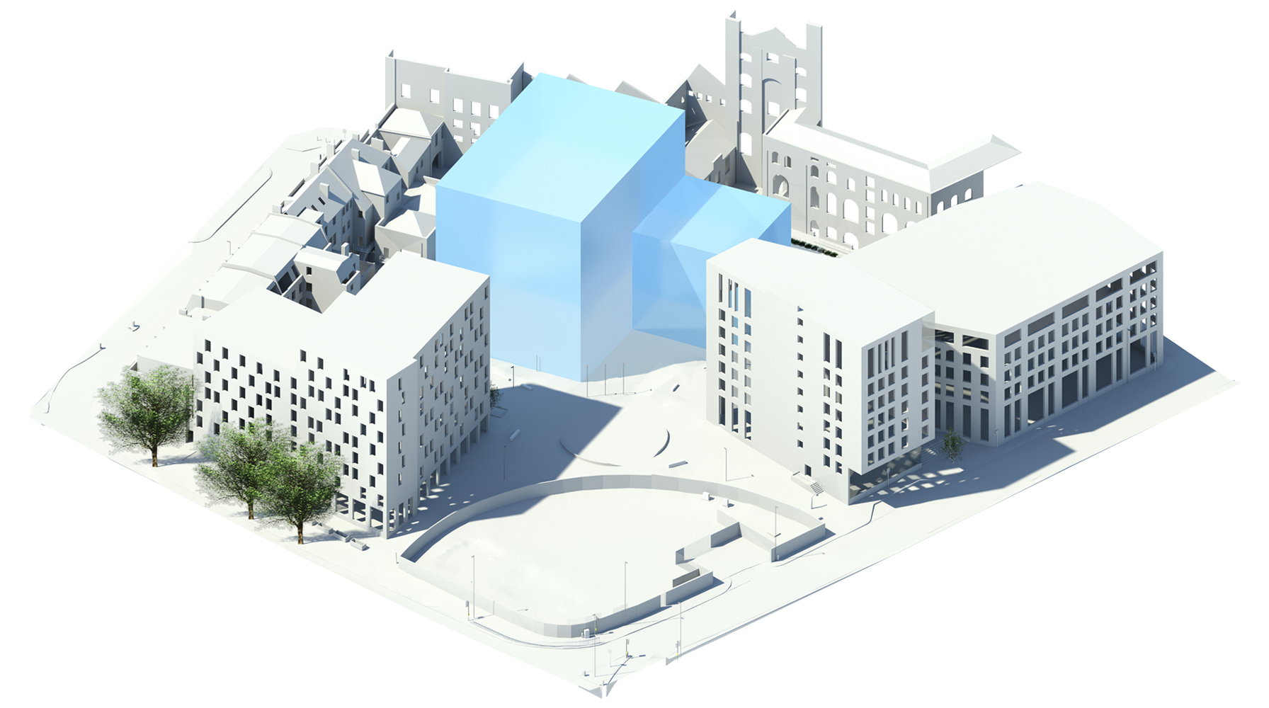 3D model showing Rights to Light analysis with building and shadow impact for daylight assessment and planning