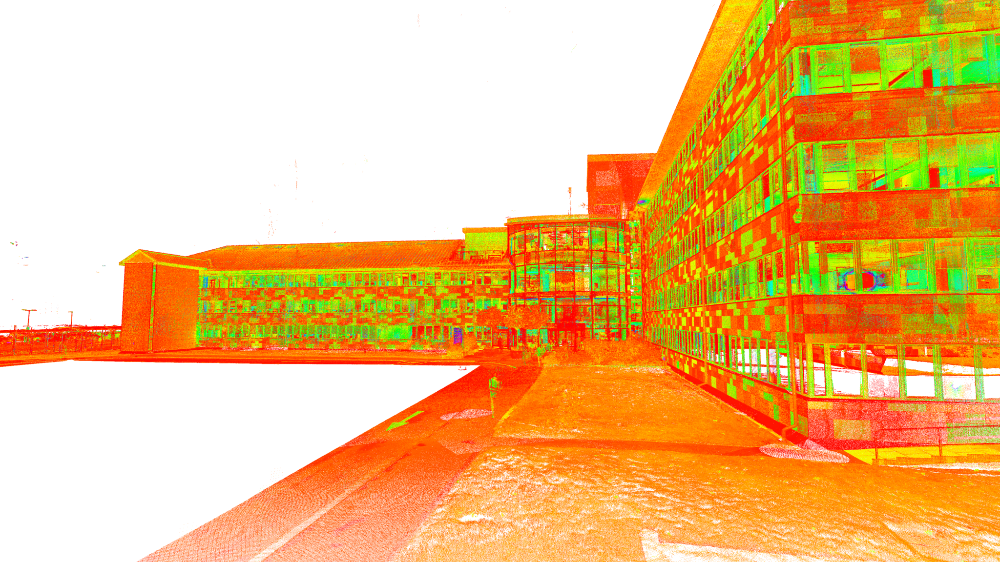 Full point cloud of an office building created from a 3D laser scanning survey