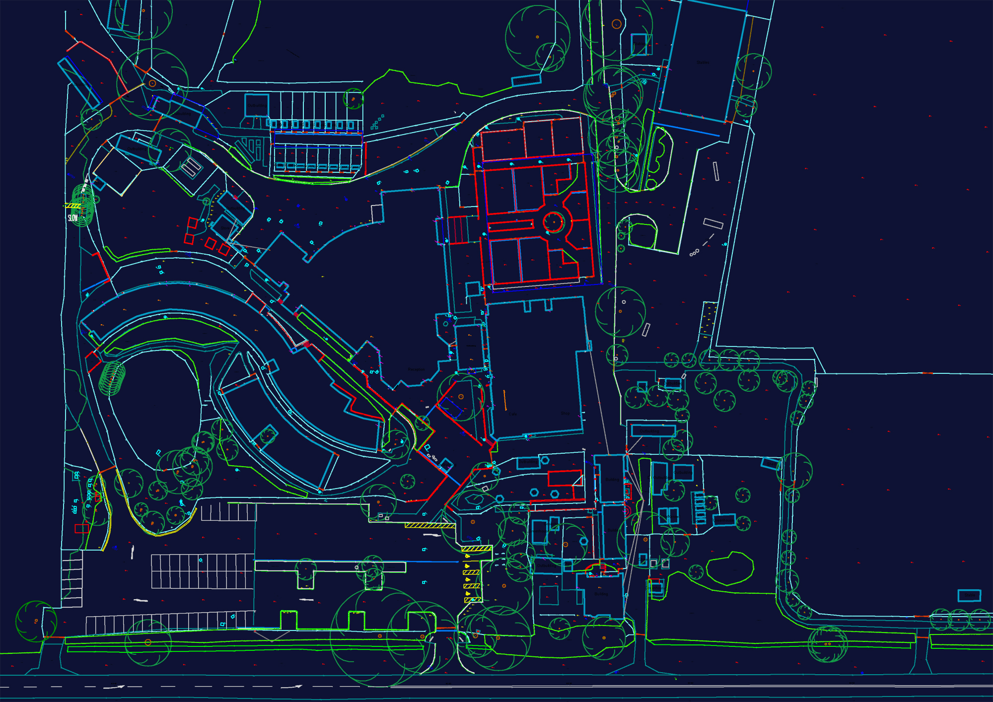Full topographical survey with detailed site measurements.
